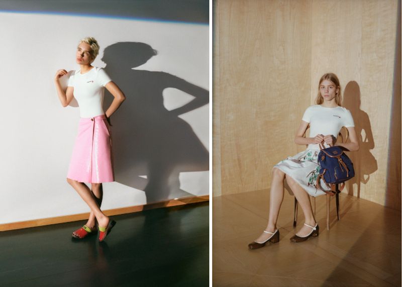 「Petit Bateau x Miu Miu」コラボアイテム。子供服を想起させるTシャツやショーツを展開