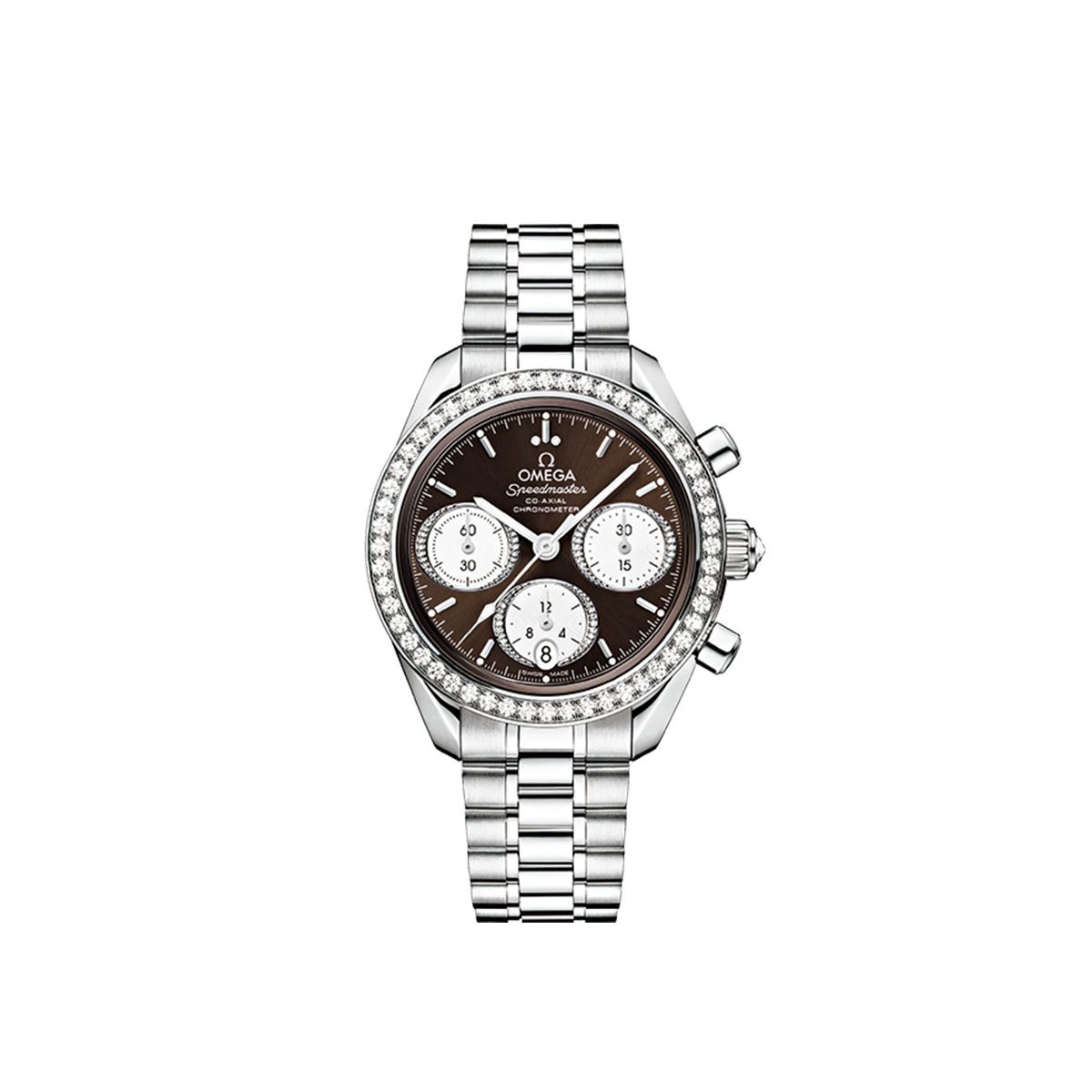 時計“スピードマスター 38”［SS×ダイヤモンド、ブラウンダイアル、ケース径38mm、自動巻き］¥2,827,000（オメガ）