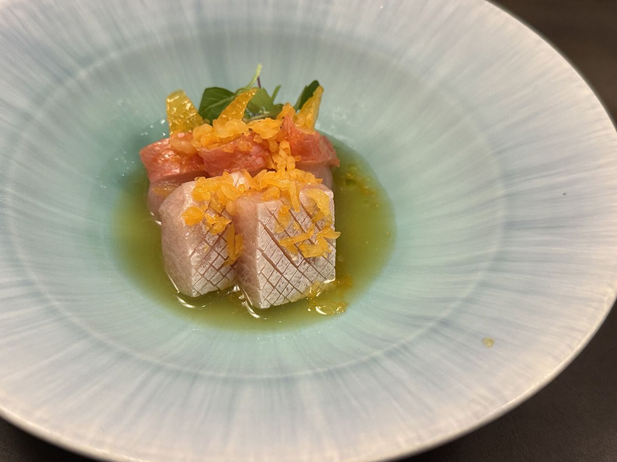 金目鯛とさくらブリの「柑橘お造り」