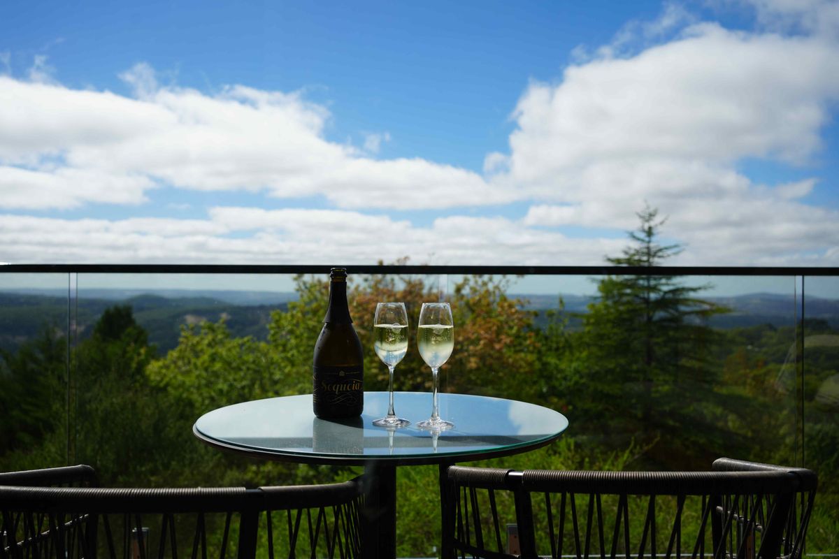 テラスに出てスパークリングワインを飲む幸せ。秋の気配を帯びた風が肌に心地よく涼しい