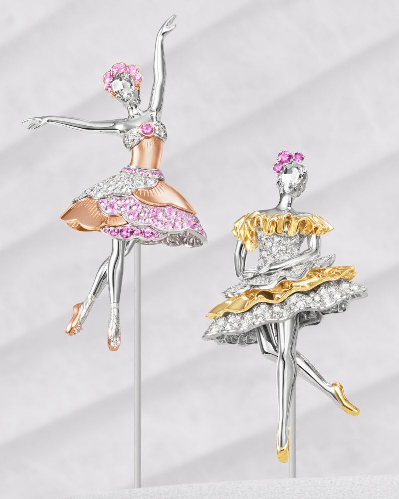 〈左〉フェ ドラジェ バレリーナ クリップ、〈右〉ダンス ドゥ セヴィーユ バレリーナ クリップ
