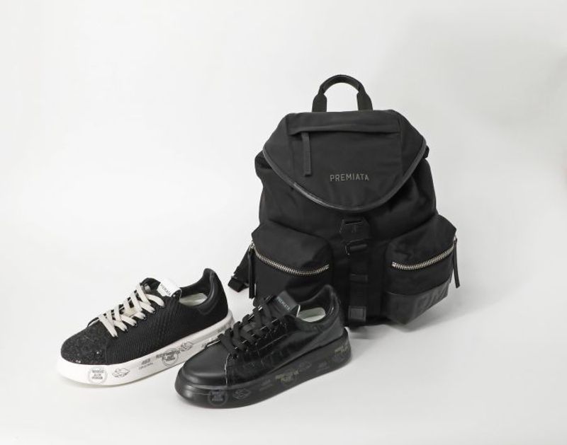 伊シューズブランド「プレミアータ」のシックな黒スニーカー&バックパックに注目