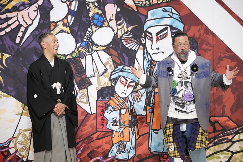 「市川團十郎さんには3Dを感じる！」と語る村上隆が襲名を寿ぎ描いた「祝幕」が完成
